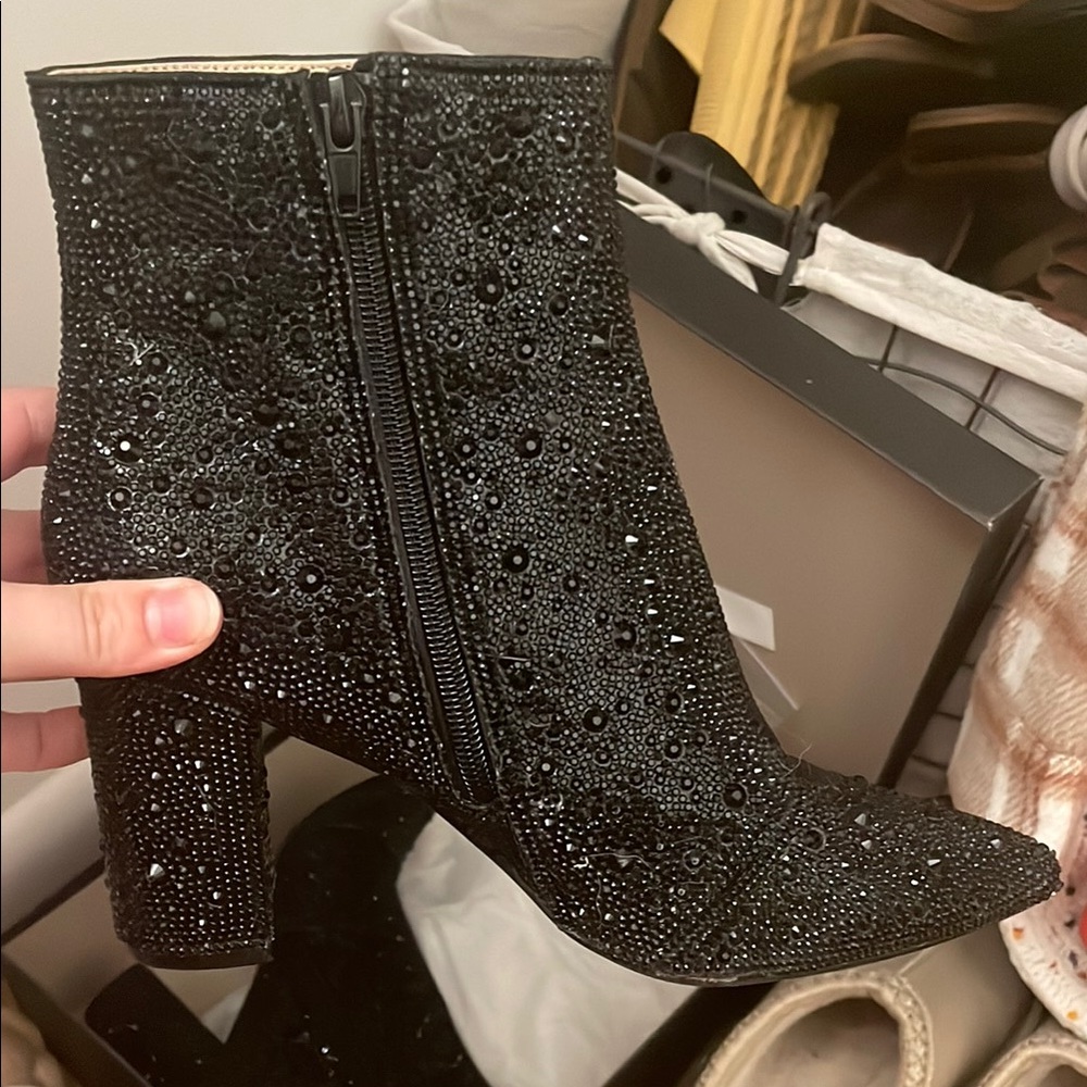 Elegant Black Studded Ankle Boots